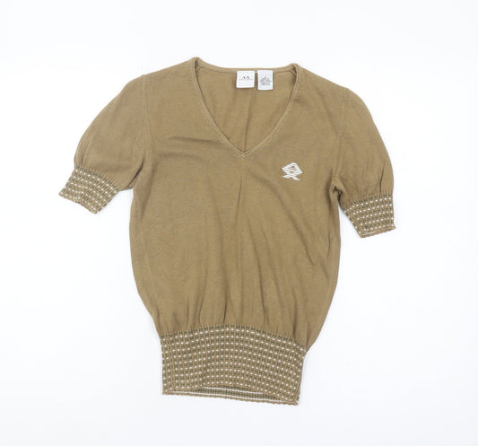 Armani Exchange Women’s Brown V-Neck Jumper S
