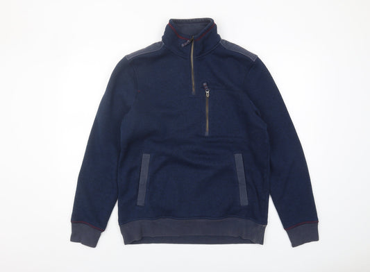 White Stuff Men's Blue Fleece Zip Sweatshirt S