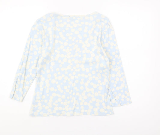 Boden Women's Blue Polka Dot V-Neck T-Shirt M