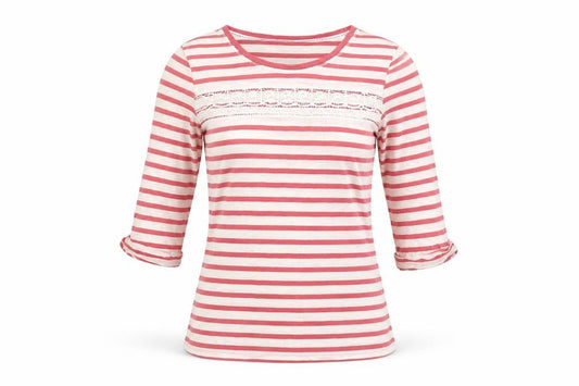 FatFace Women's Pink Striped T-Shirt Size 8