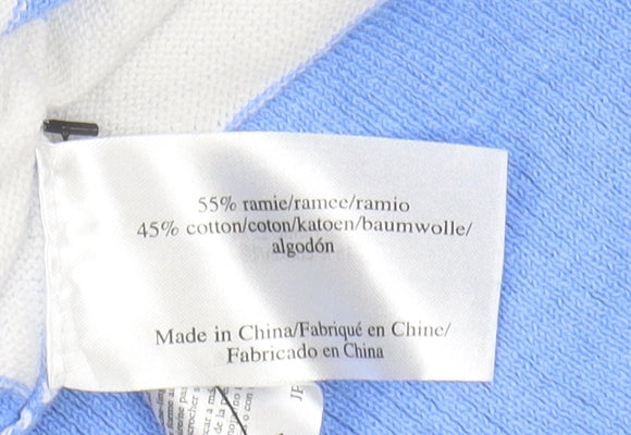 Laura Ashley Women's Blue Striped V-Neck Jumper UK 12