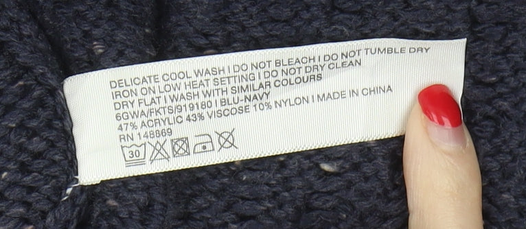 Fat Face Women's Blue Cable-Knit Open Front Cardigan, Size 8