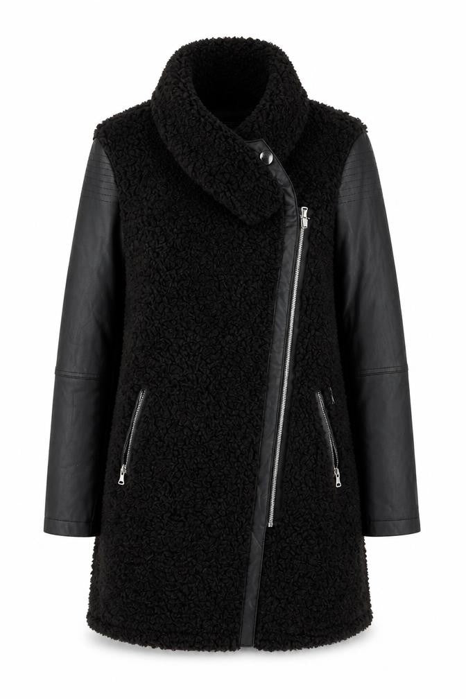 Womens UK Size S Regular Firetrap Black Faux Fur Blend Jacket