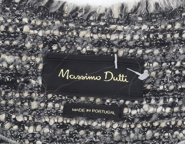Massimo Dutti Women's Grey Tweed Mid-Length Coat Size 10