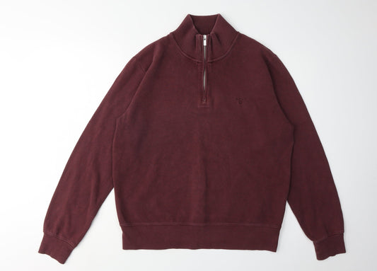 Gant Men's Red Cotton Mock Neck Pullover Sweatshirt M