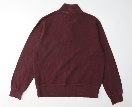 Gant Men's Red Cotton Mock Neck Pullover Sweatshirt M