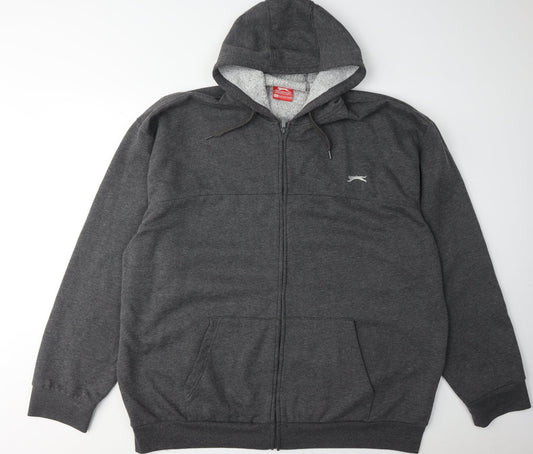 Slazenger Men's Grey 9XL Full Zip Hoodie with Logo