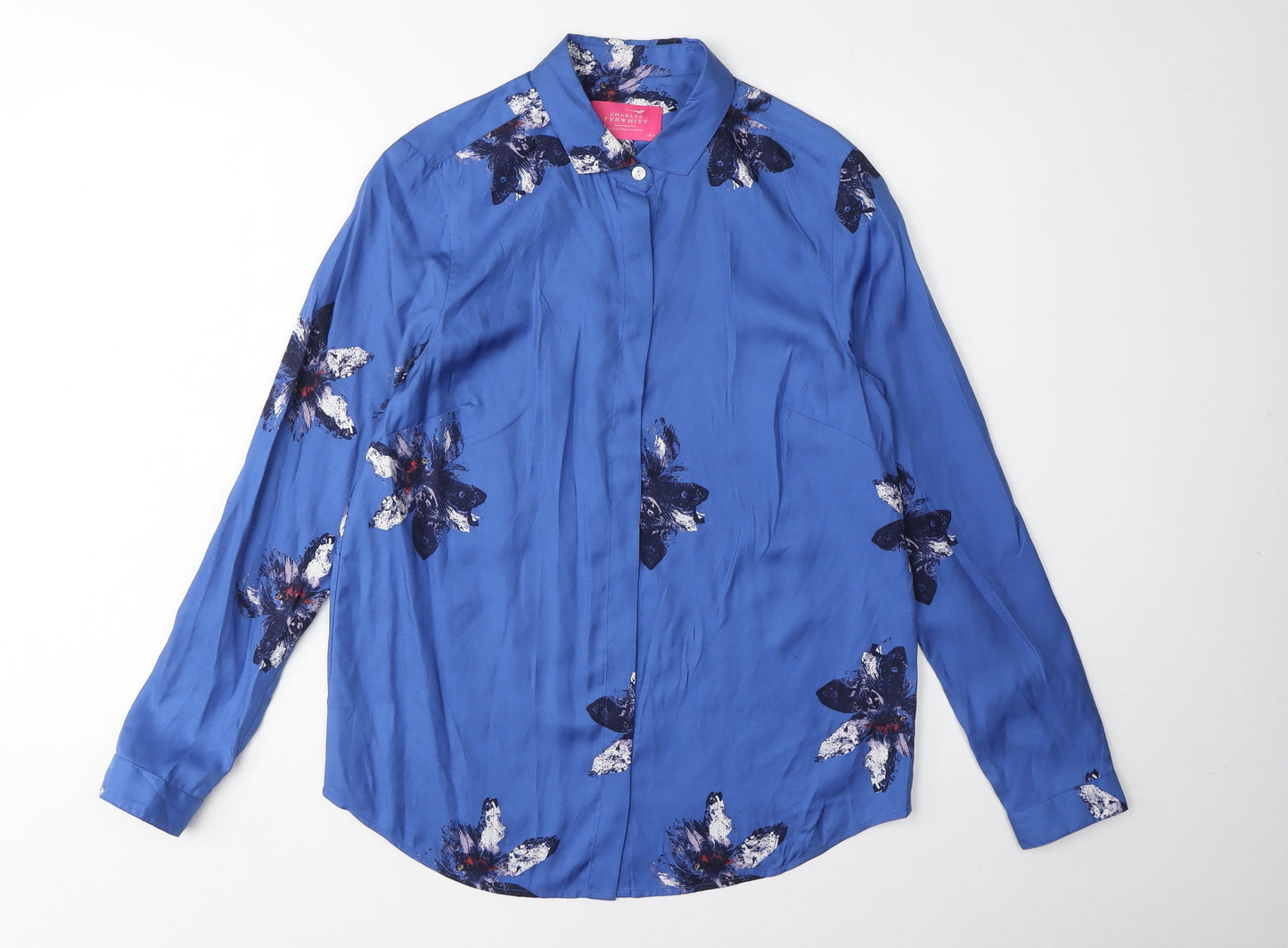 Charles Tyrwhitt Women's Blue Floral Button-Up Shirt