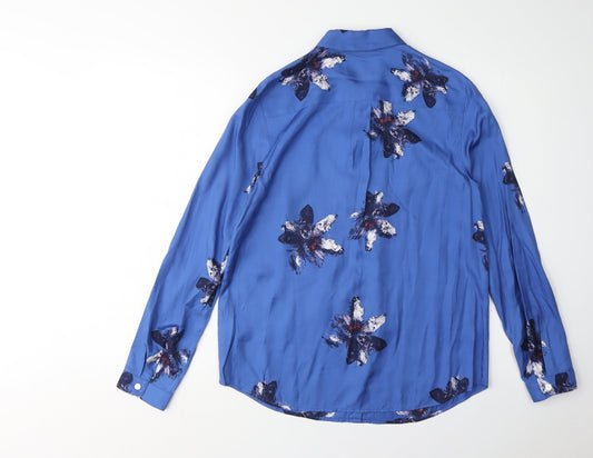 Charles Tyrwhitt Women's Blue Floral Button-Up Shirt