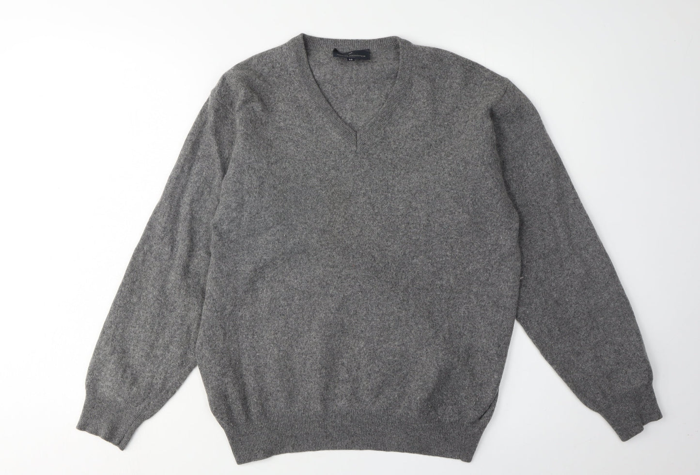 Daniel Hechter Men's Grey Wool V-Neck Pullover, Size L