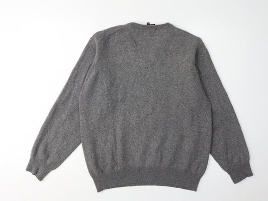 Daniel Hechter Men's Grey Wool V-Neck Pullover, Size L