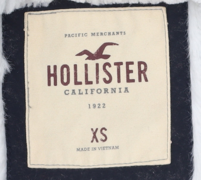 Hollister Women’s Blue Parka XS Fur Trimmed Winter Jacket