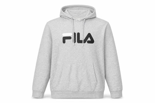 Front view of Fila Men's Grey Hoodie S Pullover Logo Style