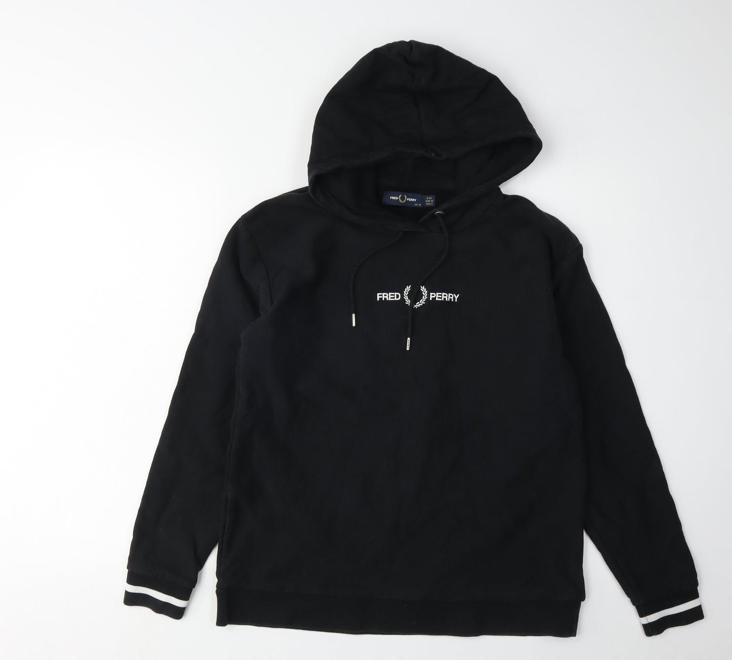 Fred Perry Women's Black Pullover Hoodie, Size 10