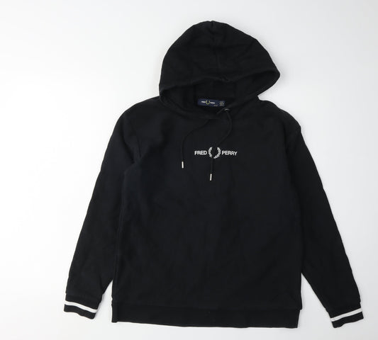 Fred Perry Women's Black Pullover Hoodie, Size 10