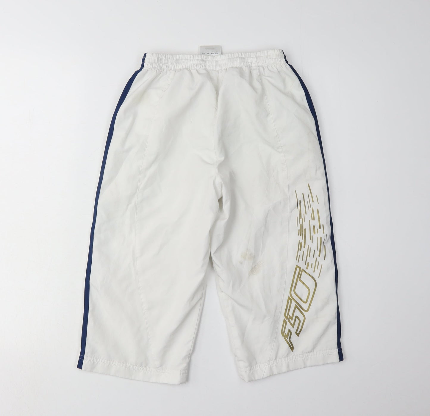 Adidas Boys White Jogger Trousers M with Side Stripe
