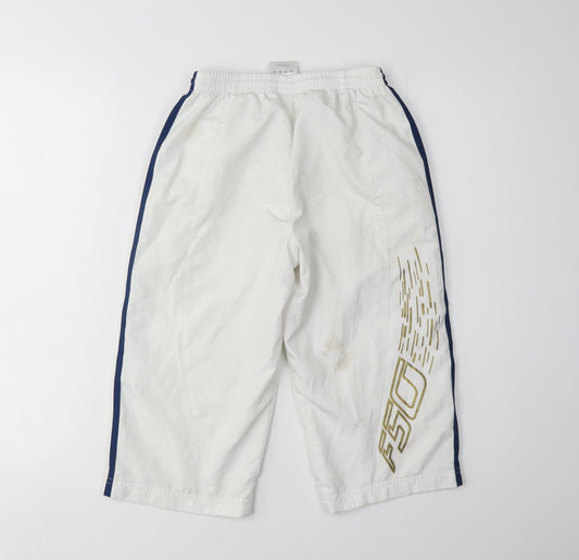 Adidas Boys White Jogger Trousers M with Side Stripe