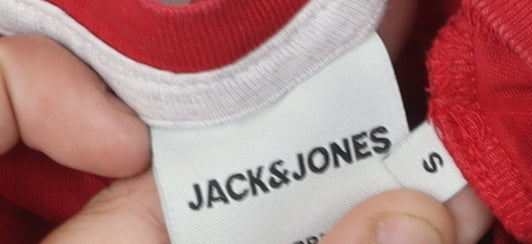 Jack & Jones Men's Red Small Crew Neck T-Shirt