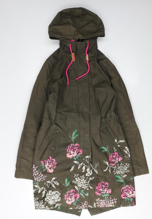 Joules Women’s Green Floral Parka Jacket Size 2XS