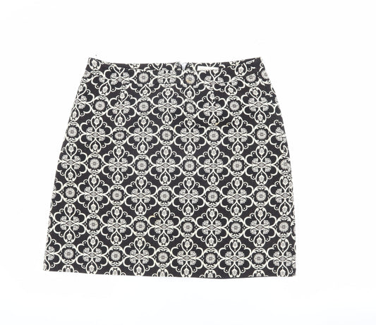 Monsoon Women's Black Geometric Knee-Length Pencil Skirt - Size 12