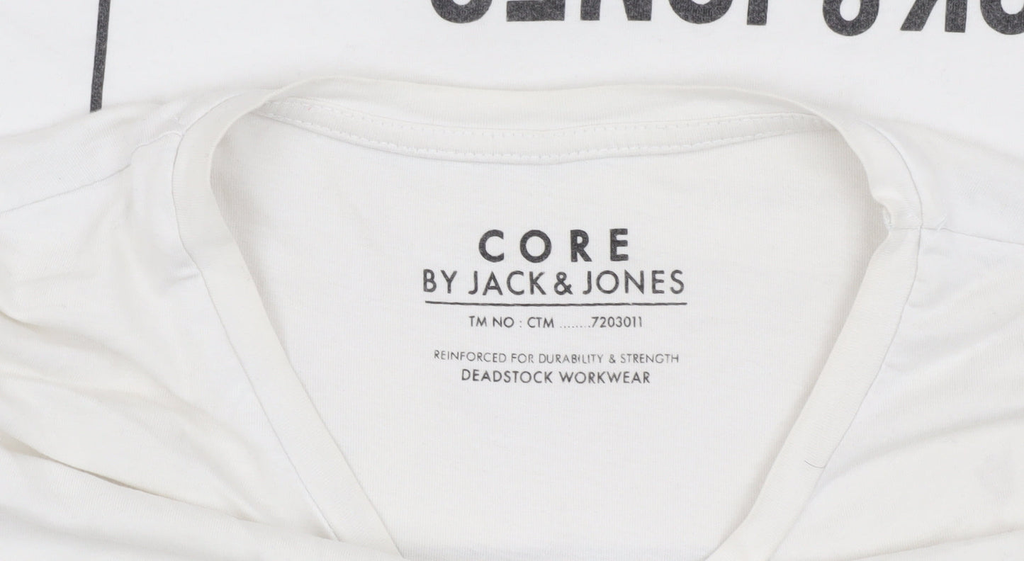 Jack & Jones Men's White Medium T-Shirt, Crew Neck Casual