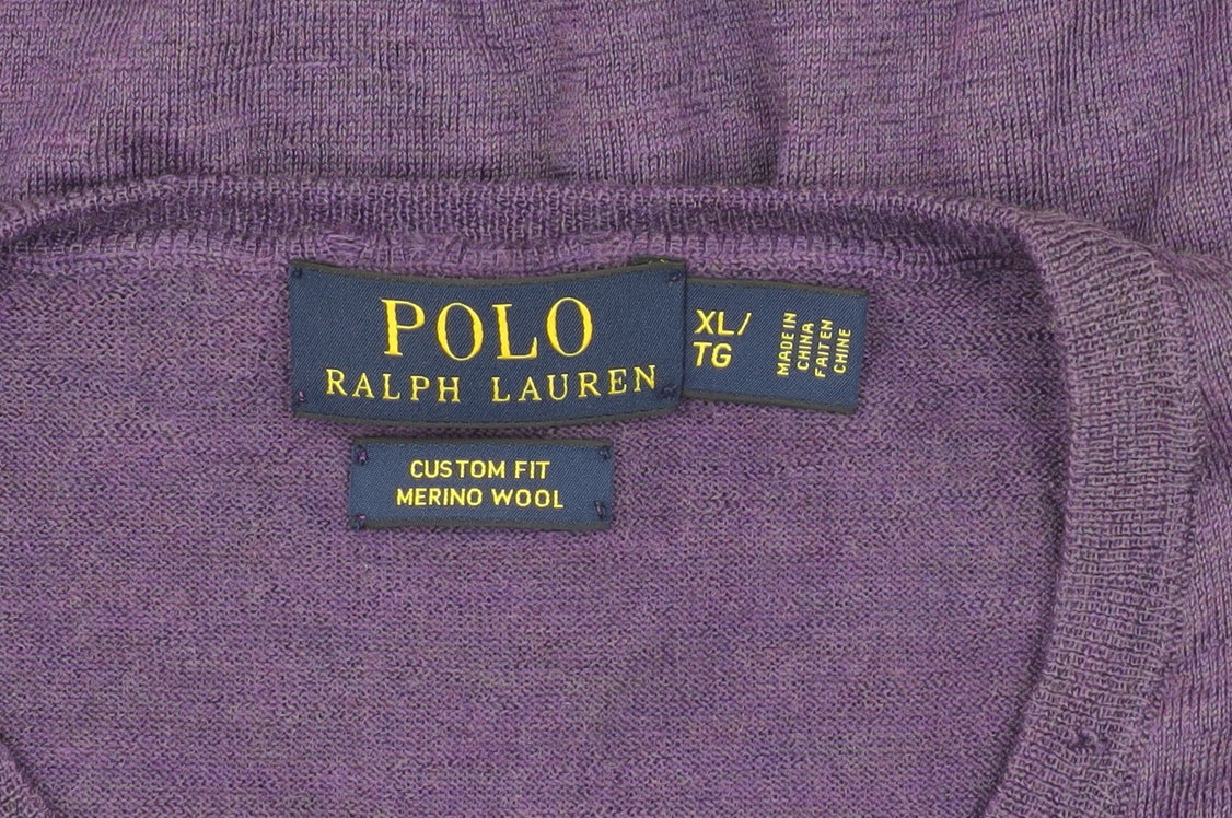 Polo Ralph Lauren Men’s Purple Wool XL V-Neck Jumper