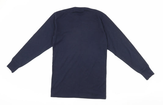 Pringle Men's Blue Long Sleeve Crew Neck T-Shirt Medium