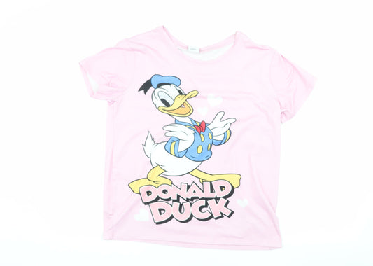 Disney Women's Pink Donald Duck T-Shirt XS