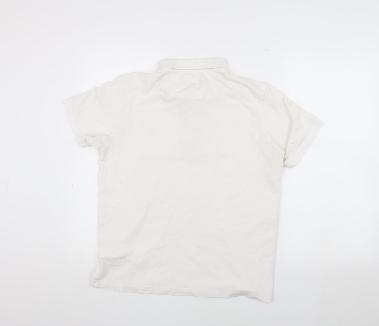 Farah Men's White Polo Shirt, Size L, Logo Accent