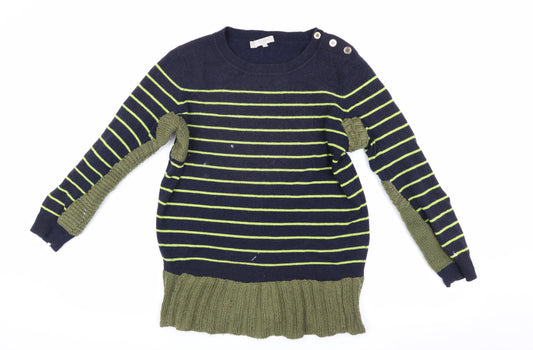 Hobbs Women's Blue Striped Wool Pullover Jumper S