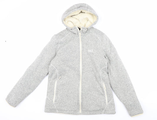 Jack Wolfskin Women's Grey Hooded Jacket Size 12