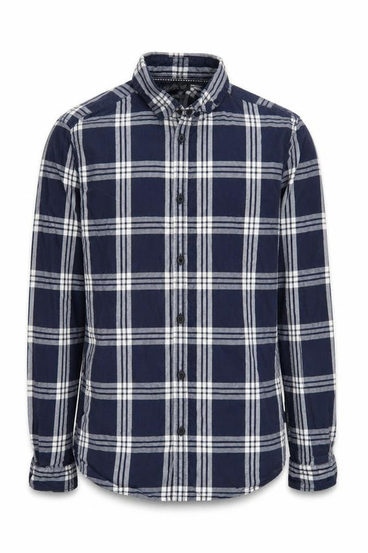 Jack & Jones Men's Blue Check Button-Up Shirt, Size S