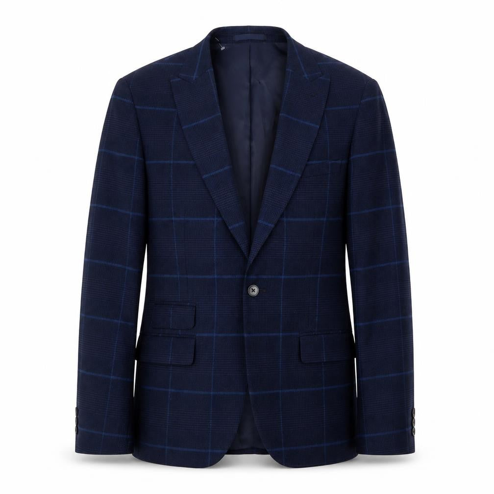 Mens 40 Chest Regular Moss London Blue One-Button Blazer