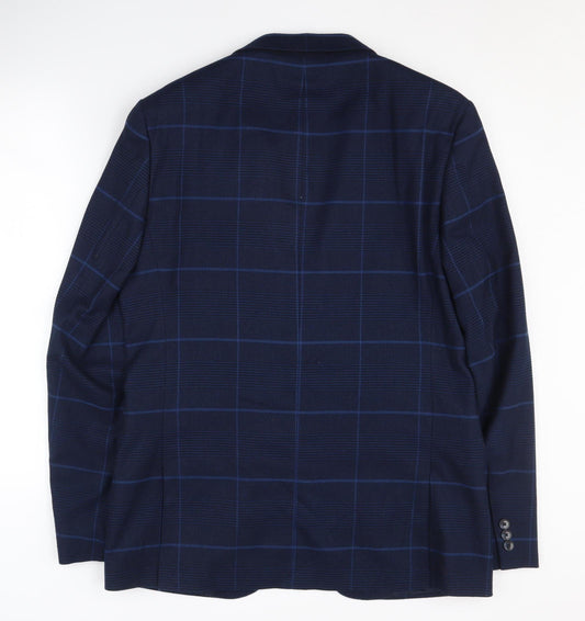 Moss London Men's Blue Check Blazer 40 Long