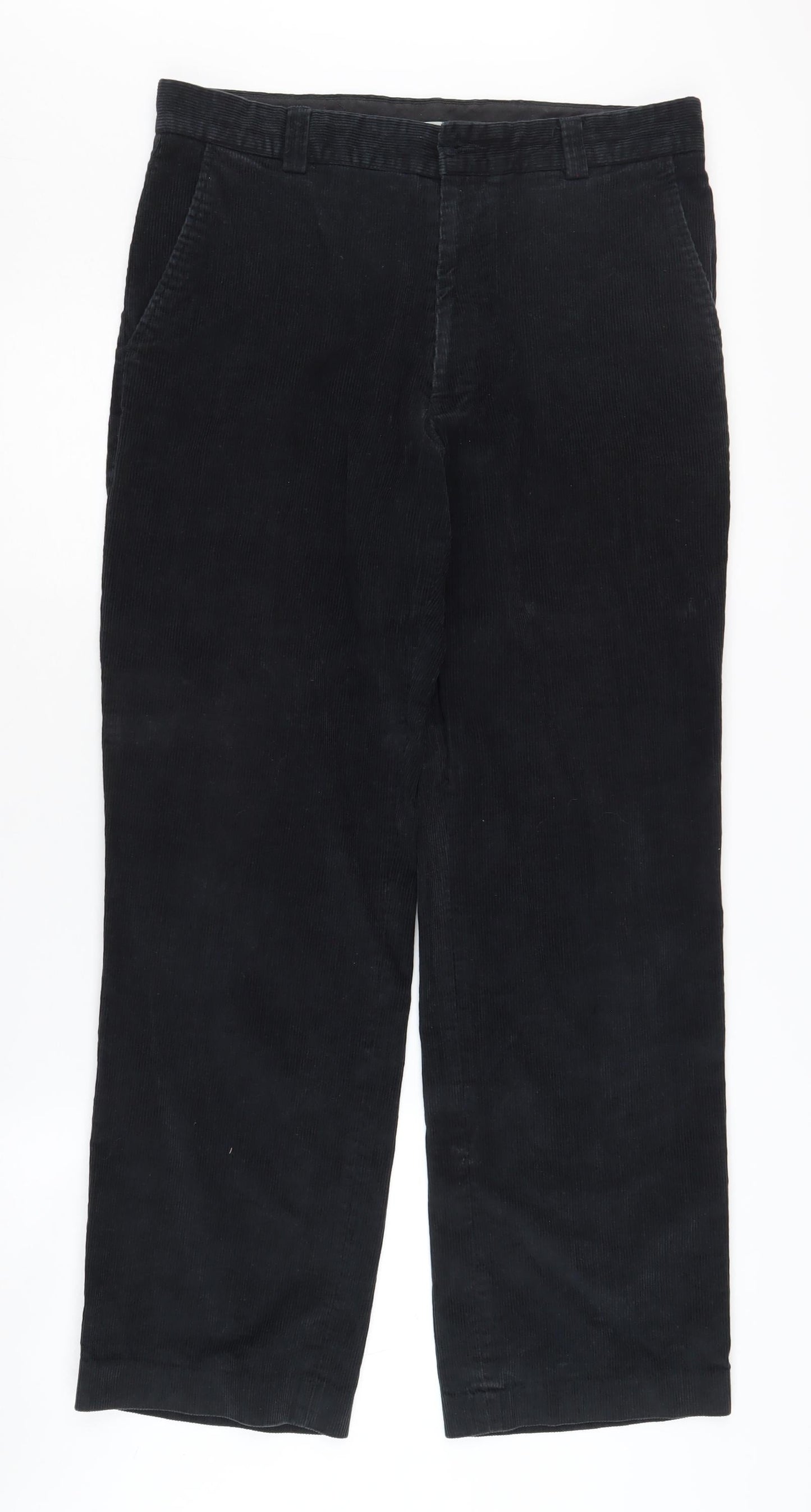 Farah Men's Black Corduroy Trousers Size 34 Straight Leg