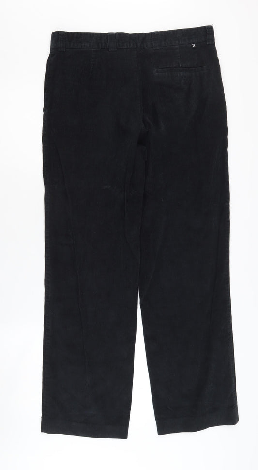 Farah Men's Black Corduroy Trousers Size 34 Straight Leg