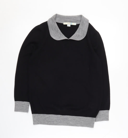 Boden Women's Black Collared Wool Jumper Size 8