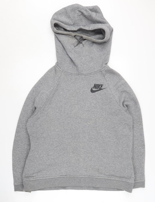 Nike Men's Grey Pullover Hoodie Size L Logo Hooded Sweatshirt
