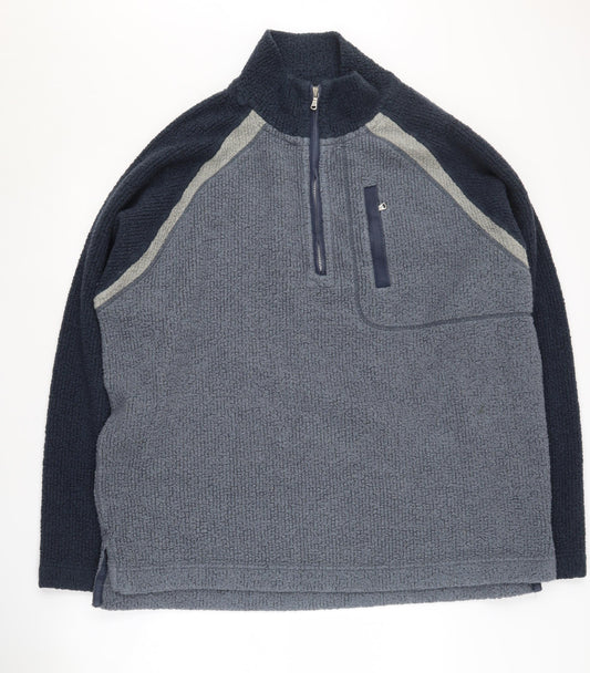 Fat Face Men's XL Blue 1/4 Zip Knit Wool Blend Sweatshirt