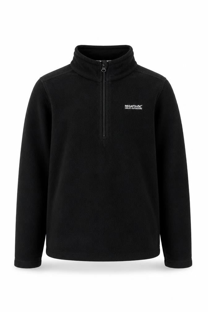 Front view of Regatta boys’ black fleece sweatshirt 11-12 years, lightweight outdoor wear