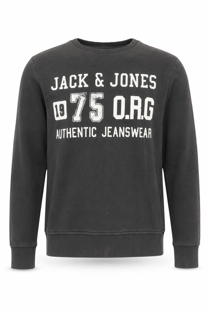 Mens UK S Regular JACK & JONES Black Pullover Sweatshirt
