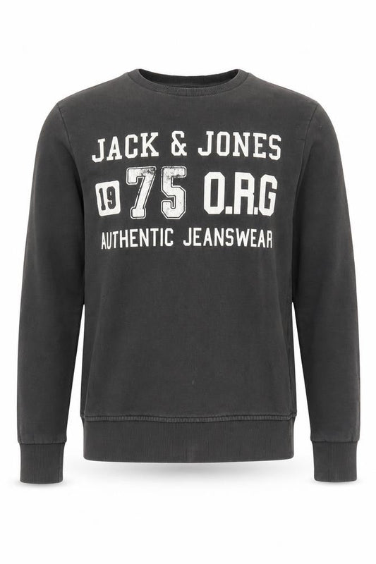 Mens UK S Regular JACK & JONES Black Pullover Sweatshirt