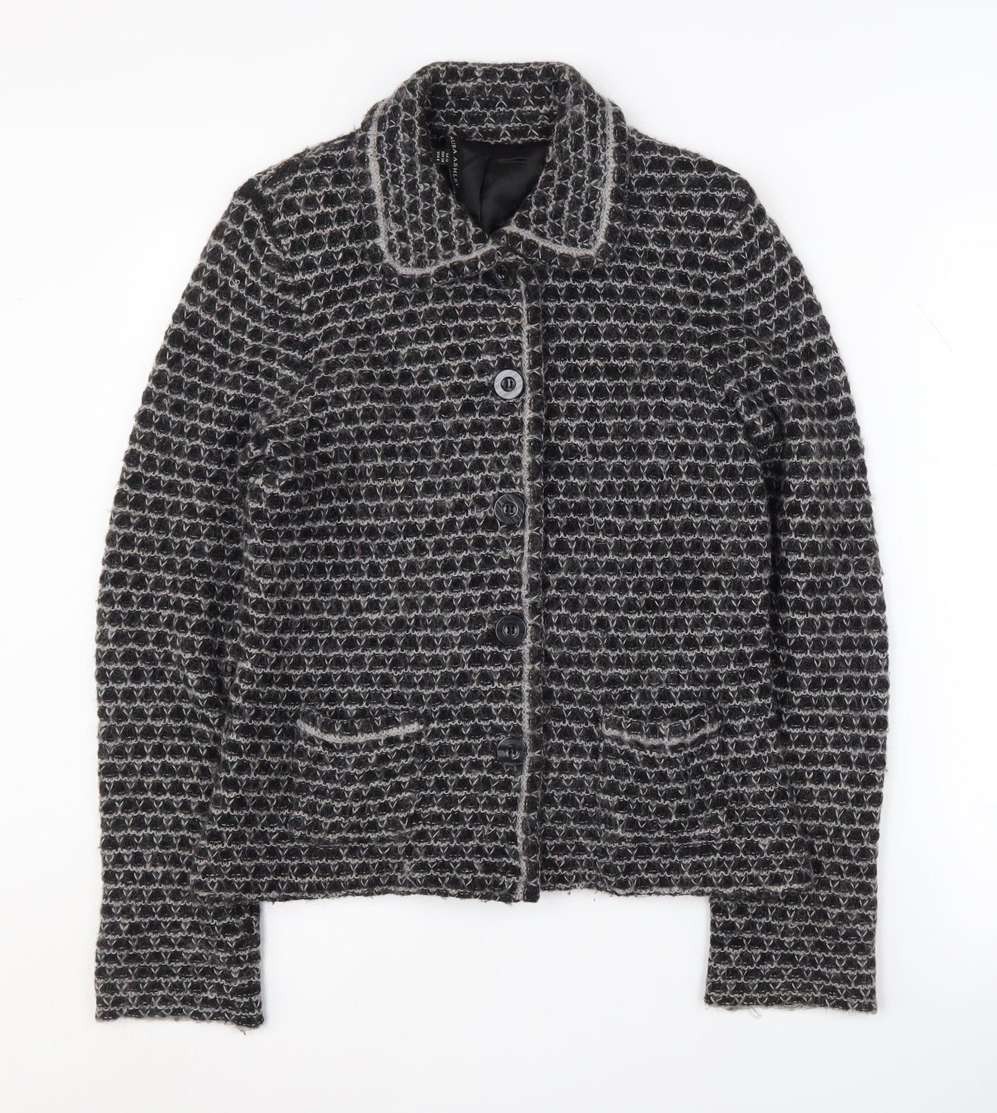 Laura Ashley Women's Black Blazer UK 12 Geometric Long Sleeve