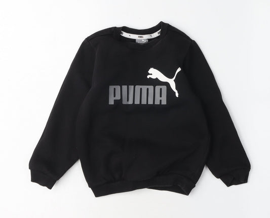 Puma Boys Black Crew Neck Logo Pullover Sweatshirt, 2 Years