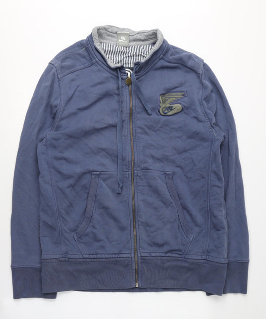 Nike Men's Blue Full Zip Hoodie, Size L, Sporty Style