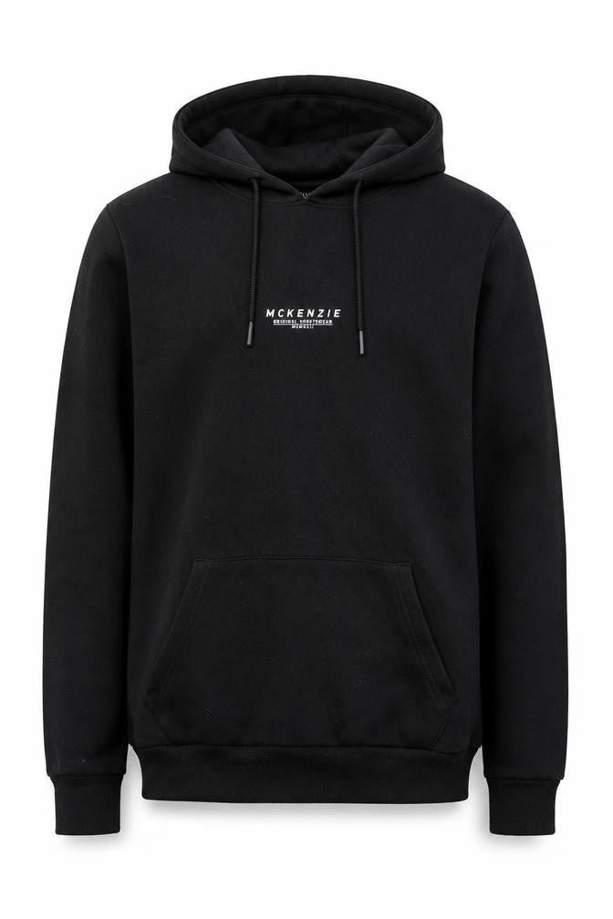 Mens UK XS Regular McKenzie Black Pullover Hoodie