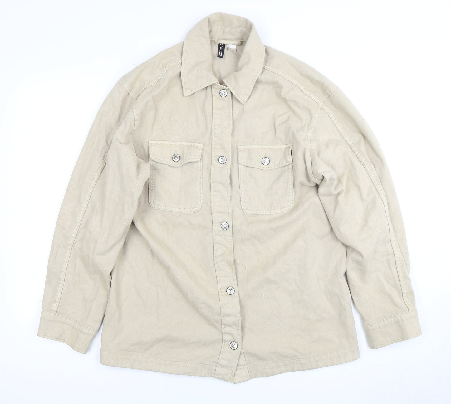 H&M Men Beige Cotton Jacket Size S with Pockets