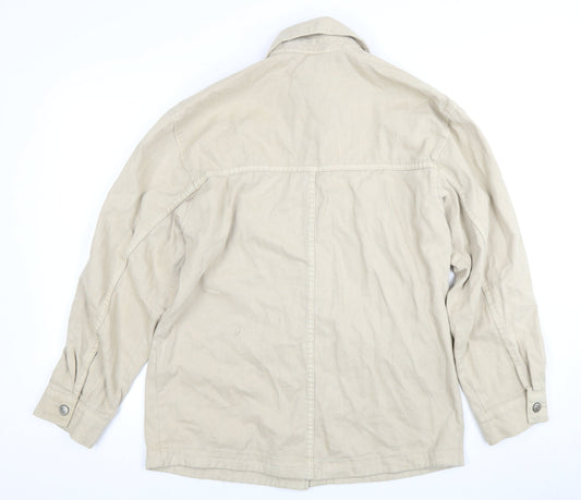 H&M Men Beige Cotton Jacket Size S with Pockets