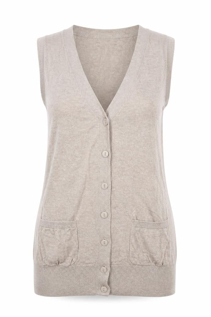 Marks and Spencer Women's Beige Sleeveless Knit Vest