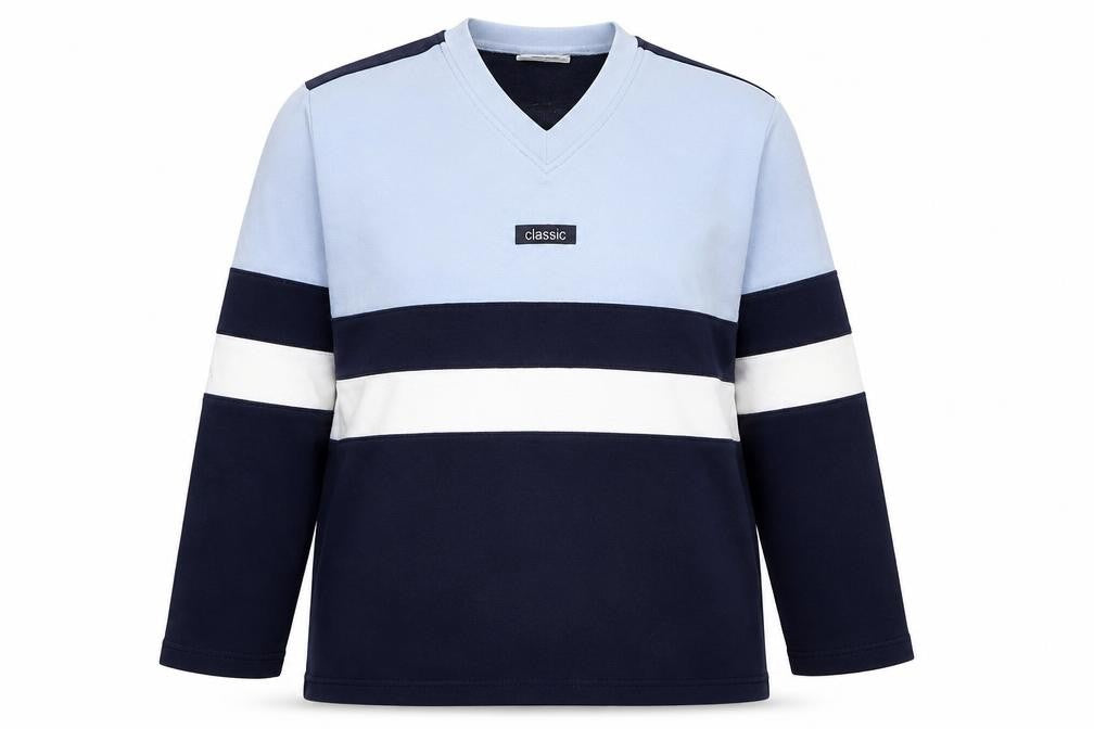 Cotton Republic Unisex Blue Colourblock Sweatshirt Size 18